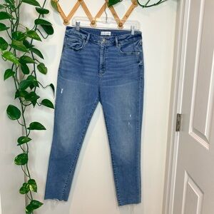 LOFT The Curvy Skinny Distressed Jeans